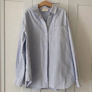 Sezane Max Shirt Light Blue Stripe Button-Up Shirt